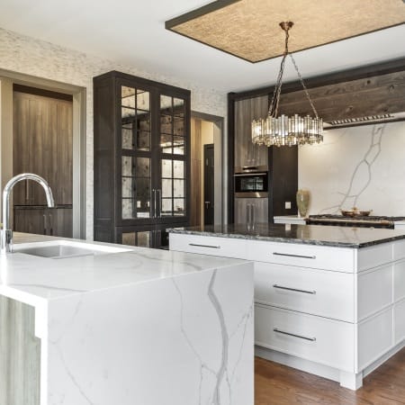 Peninsula with Waterfall Edge and Adjacent Prep Island