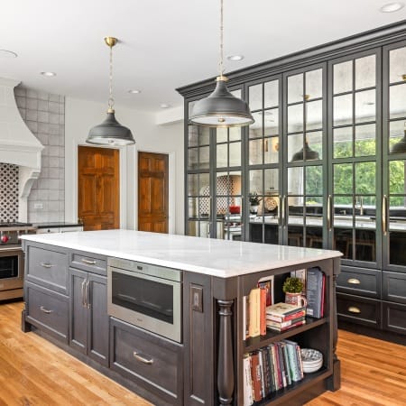Mirrored Refrigerator Panel with Built-in Island Microwave