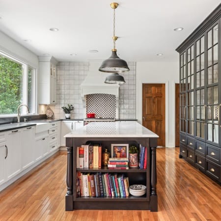 Pendant Lighting and Cookbook Storage