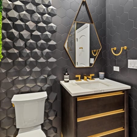 Geometric Tile and Hexagon Mirror