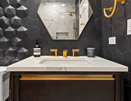 Geometric 3D Tile in Powder Room