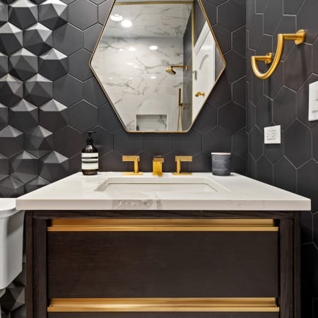 Geometric 3D Tile in Powder Room