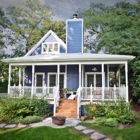 Cedar Porch Decking Stained in Natural Wood Color