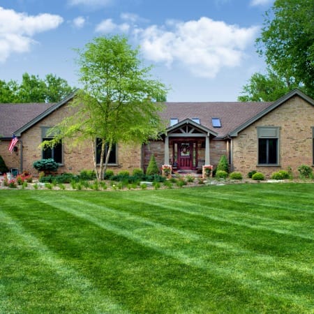 Beautiful Wide Shot of Front of House with New Portico