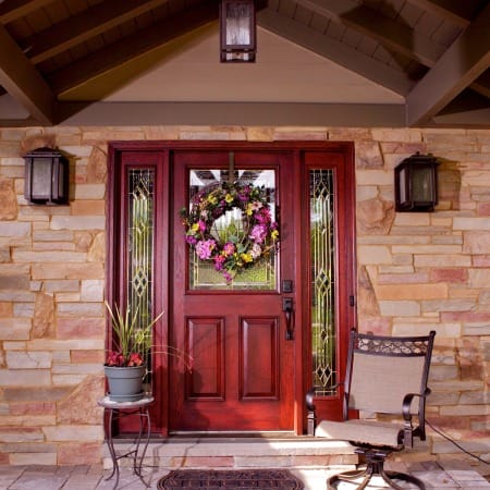 Vaulted Wooden Portico with Stone Exterior