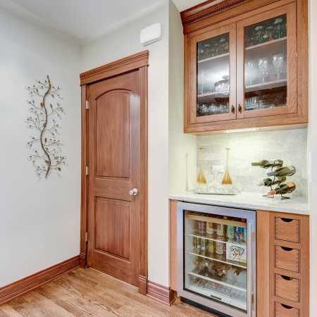 Beverage Chiller with Glass Front Upper Cabinets