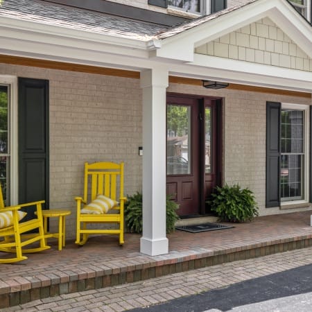Cream Shake Siding on New Portico