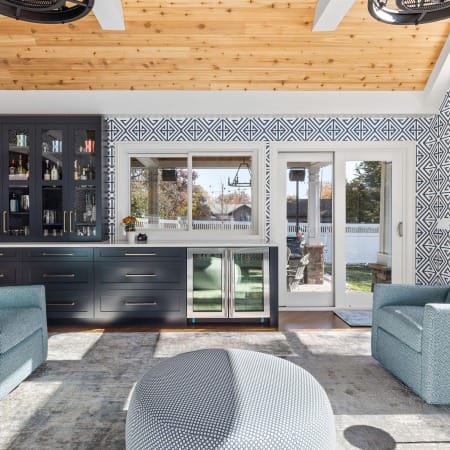 Dry Bar with Sliding Glass Door