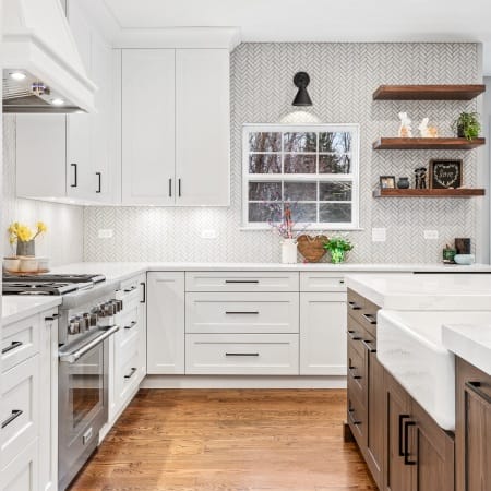 Farmhouse Apron Sink, Two Tone Cabinetry