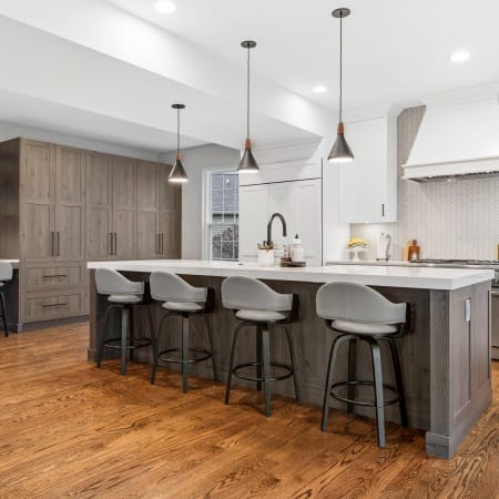 Full Height Pantry Wall with Integrated Desk