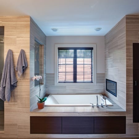 Contemporary Primary Bath with Soaking Tub