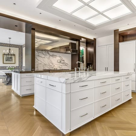 Coffered Ceiling Feature with Custom Lighting