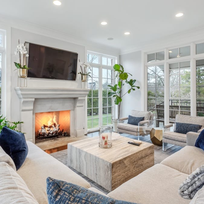 Living Room with Floor to Ceiling Windows