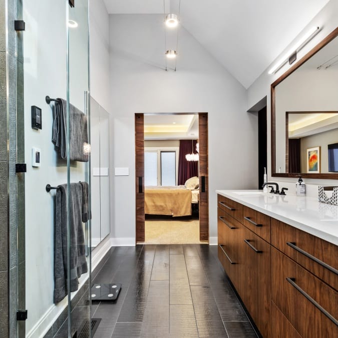 High Ceiling with Extra Wide Vanity Drawers