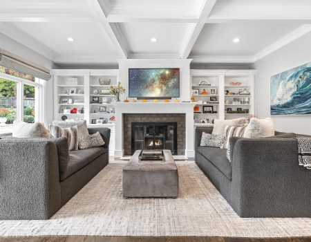 Built-In Shelving and Custom Fireplace