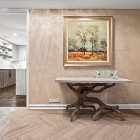 Foyer with Herringbone Plank Luxury Vinyl Tile
