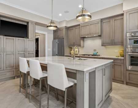 Wide View of Modern Kitchen with Quartz Countertops