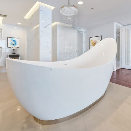 Double Slipper Free Standing Tub with Rain Shower Filler