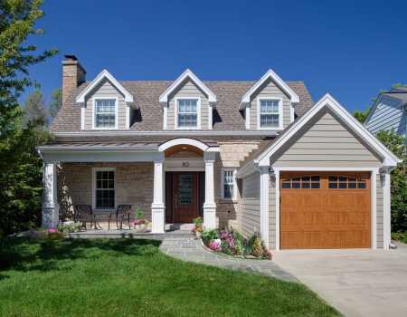 Gabled End Overhang with Boxed in Soffit, Coachman Style Garage Door
