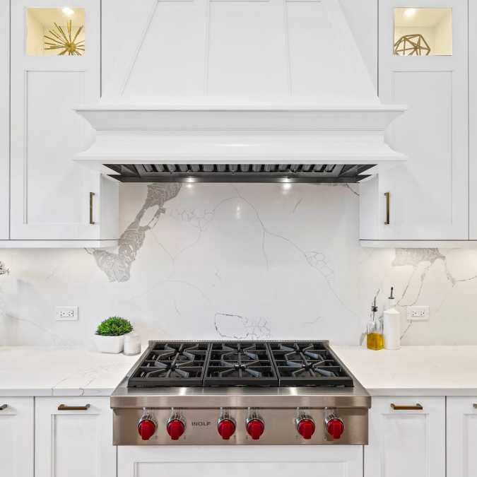 Custom hood over six burner range