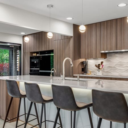 Oversized Kitchen Island with Pendant Lighting