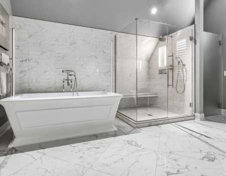 Carrara White, Large Format Tile Floor
