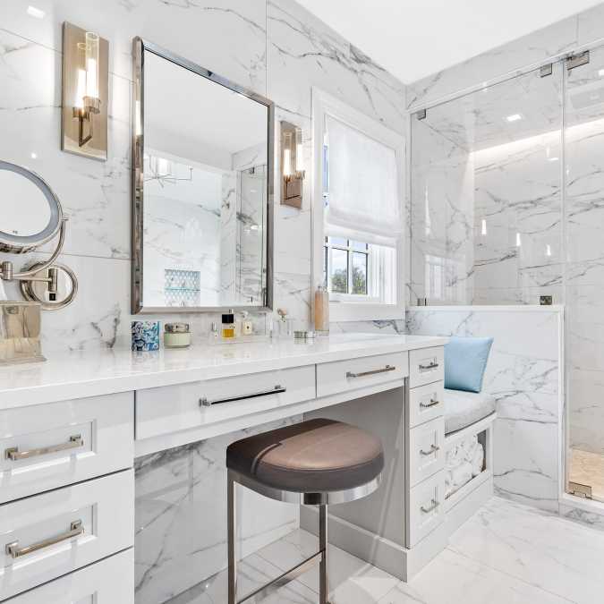 Makeup Vanity with Adjacent Seating