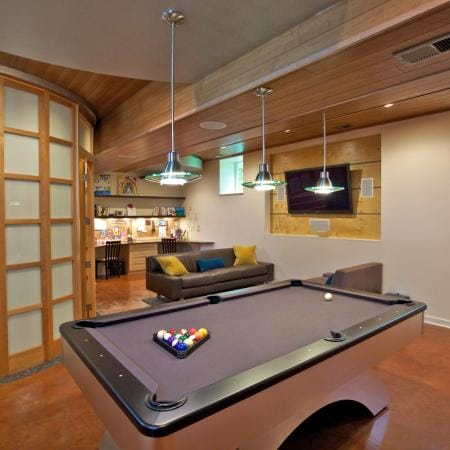 Cut Out in Wall for Television Monitor with Surround Sounds