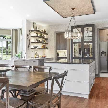 Open Concept Transitional Kitchen with Blended Finishes