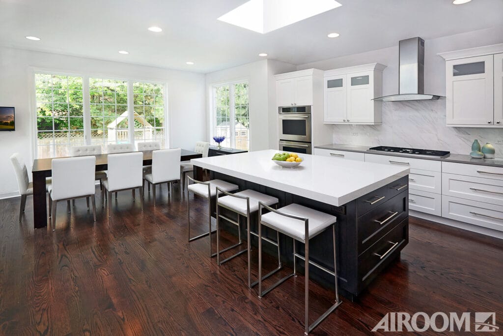 Spacious kitchen with central island