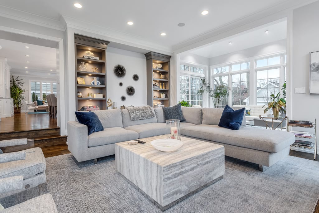 Spacious living room with sectional sofa